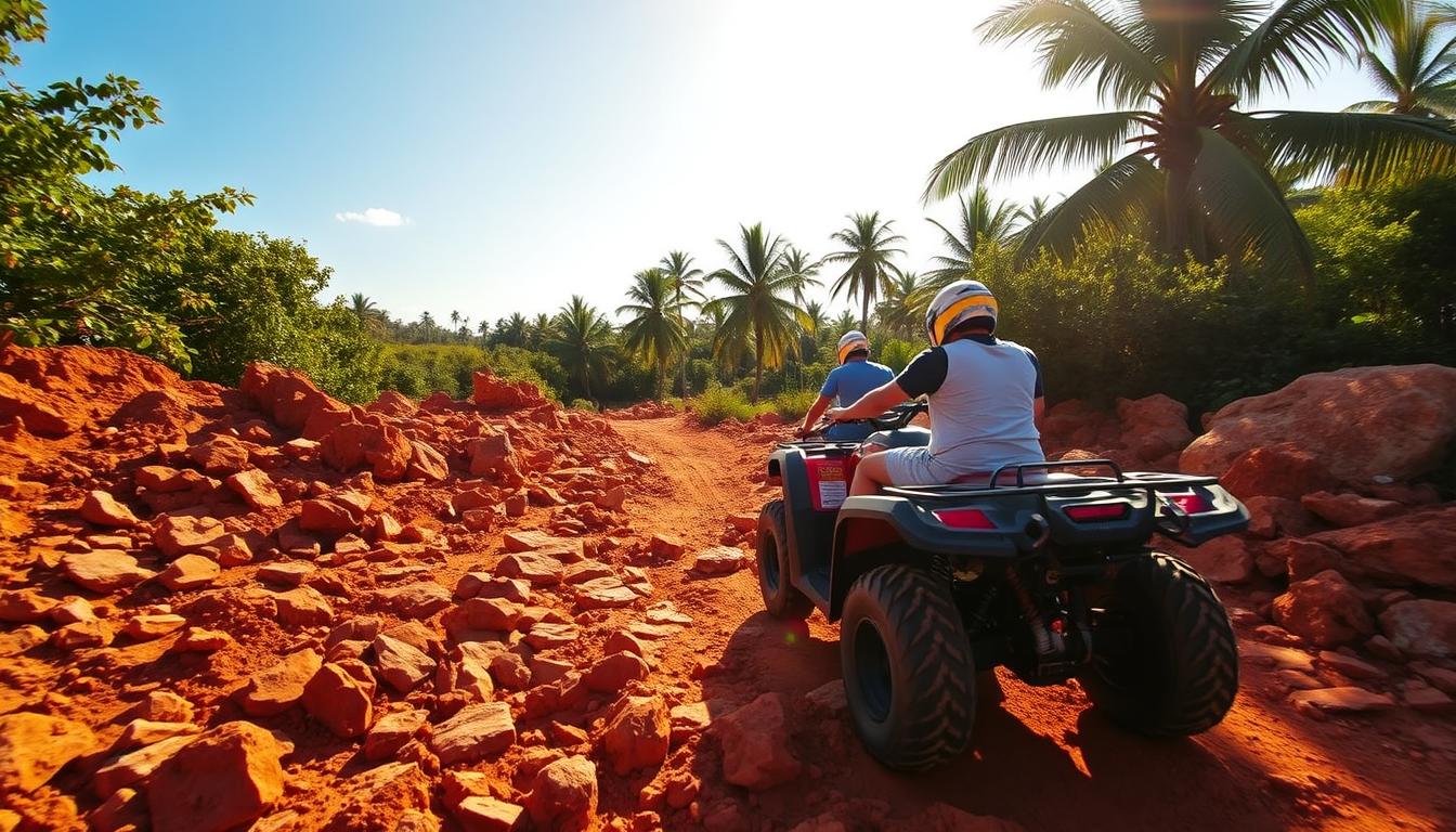 ATV rider on a red off-road trail