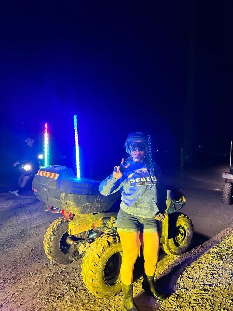 ATV rider during a night tour